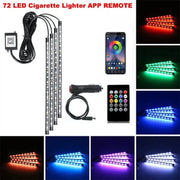 Essentialshouses 72LED Remote APP Cig Car Interior Ambient Foot Strip Light Kit