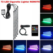 Essentialshouses 72LED Remote Cig Car Interior Ambient Foot Strip Light Kit