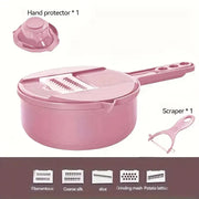 Essentialshouses 7pcs-sets-pink 9 in 1 Vegetable Cutter Multi-Functional Potatoes Manually Cut Shred Slicer Grater Kitchenware Acceesories Tools