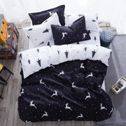 Essentialshouses 8 / Double Cover 200x200 / Flat Bed Sheet Gray Pink Bear Pattern Duvet Cover