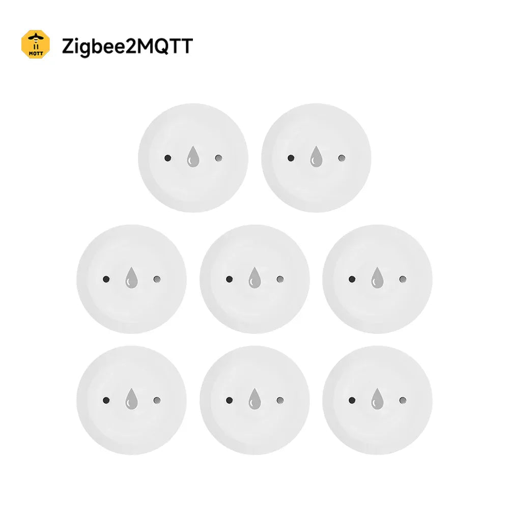 Essentialshouses 8Pcs Zigbee 2MQTT Smart ZigBee3.0 2MQTT Water Leakage Sensor Flood Overflow Alarm APP Remote Monitoring Work with Home Assistant Security Detector