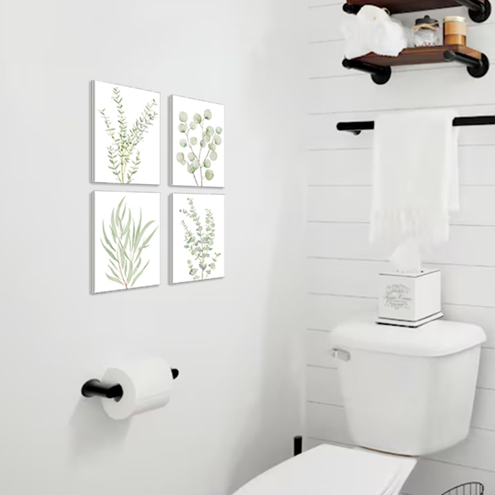 Essentialshouses 8X10 4PCS 8X10in,Botanical Plant Canvas Wall Art, Framed Boho Wall Decor For Bathroom, Minimalist Aesthetic Bedroom Wall Art