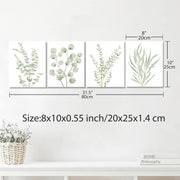Essentialshouses 8X10 4PCS 8X10in,Botanical Plant Canvas Wall Art, Framed Boho Wall Decor For Bathroom, Minimalist Aesthetic Bedroom Wall Art