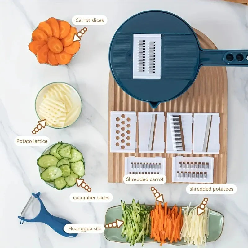 Essentialshouses 9 in 1 Vegetable Cutter Multi-Functional Potatoes Manually Cut Shred Slicer Grater Kitchenware Acceesories Tools