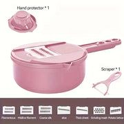 Essentialshouses 9pcs-sets-pink 9 in 1 Vegetable Cutter Multi-Functional Potatoes Manually Cut Shred Slicer Grater Kitchenware Acceesories Tools