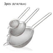 Essentialshouses A  3pcs / 2set 1-4pcs Fine Mesh Strainers Set Stainlesss Steel Multipurpose Flour Sieve Sifter With Handle Perfect For tea Flour Egg Kitchen To