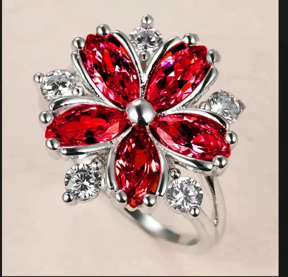 Essentialshouses AJZ3039red / 5 Cute Female Pink Crystal Stone Ring
