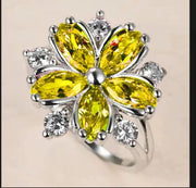 Essentialshouses AJZ3039yellow / 11 Cute Female Pink Crystal Stone Ring