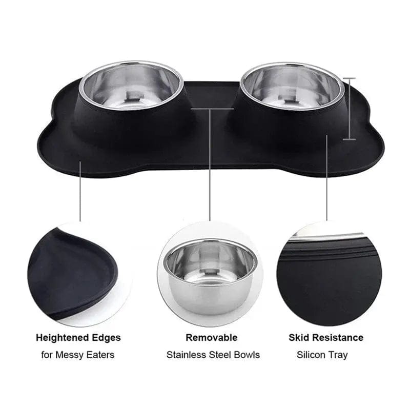 Essentialshouses Antislip Double Stainless Steel Food Bowl