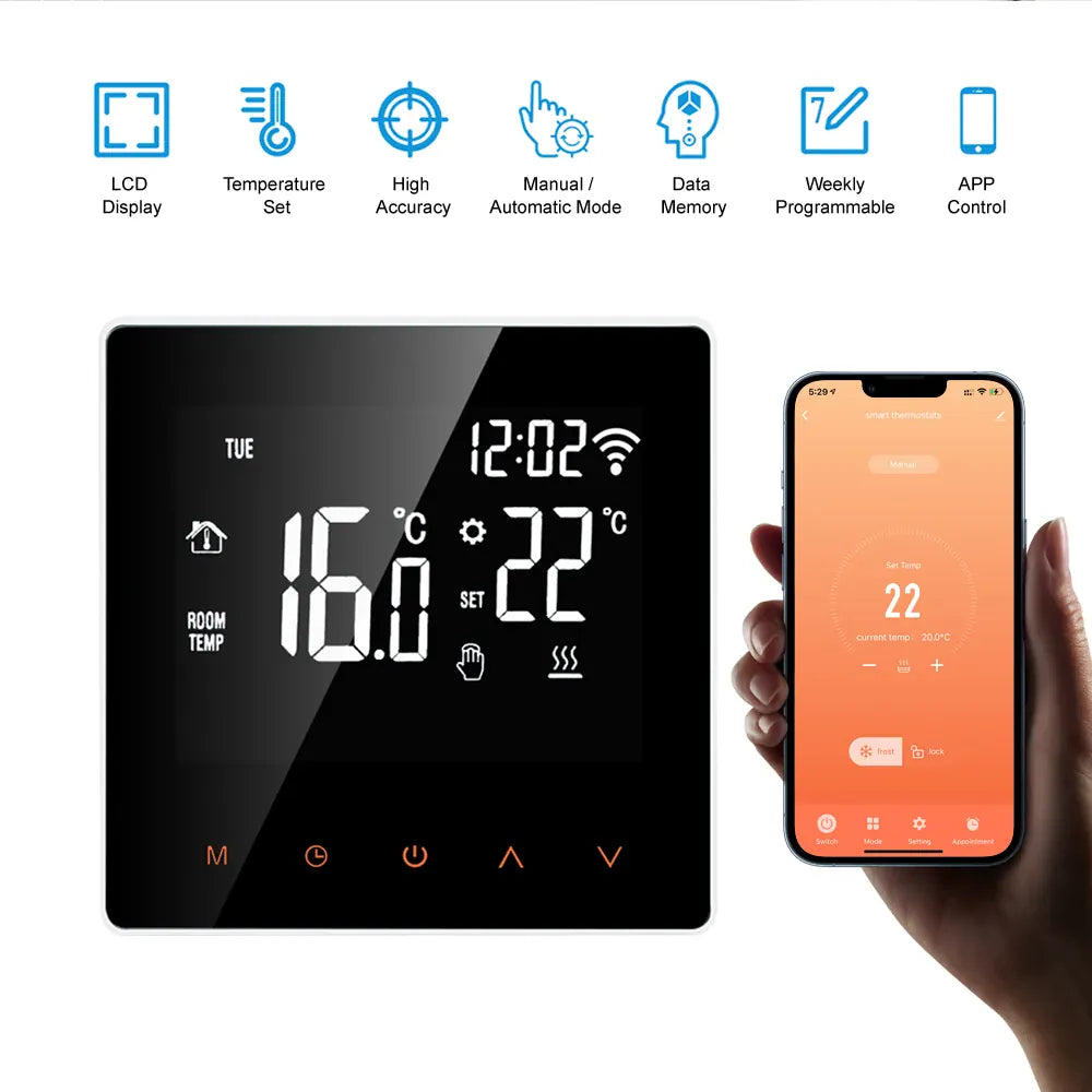 Essentialshouses AVATTO WiFi Smart Thermostat,16A Electric Floor Heating 3A Water/Gas Boiler Temperature Remote Controller For Tuya Google Home