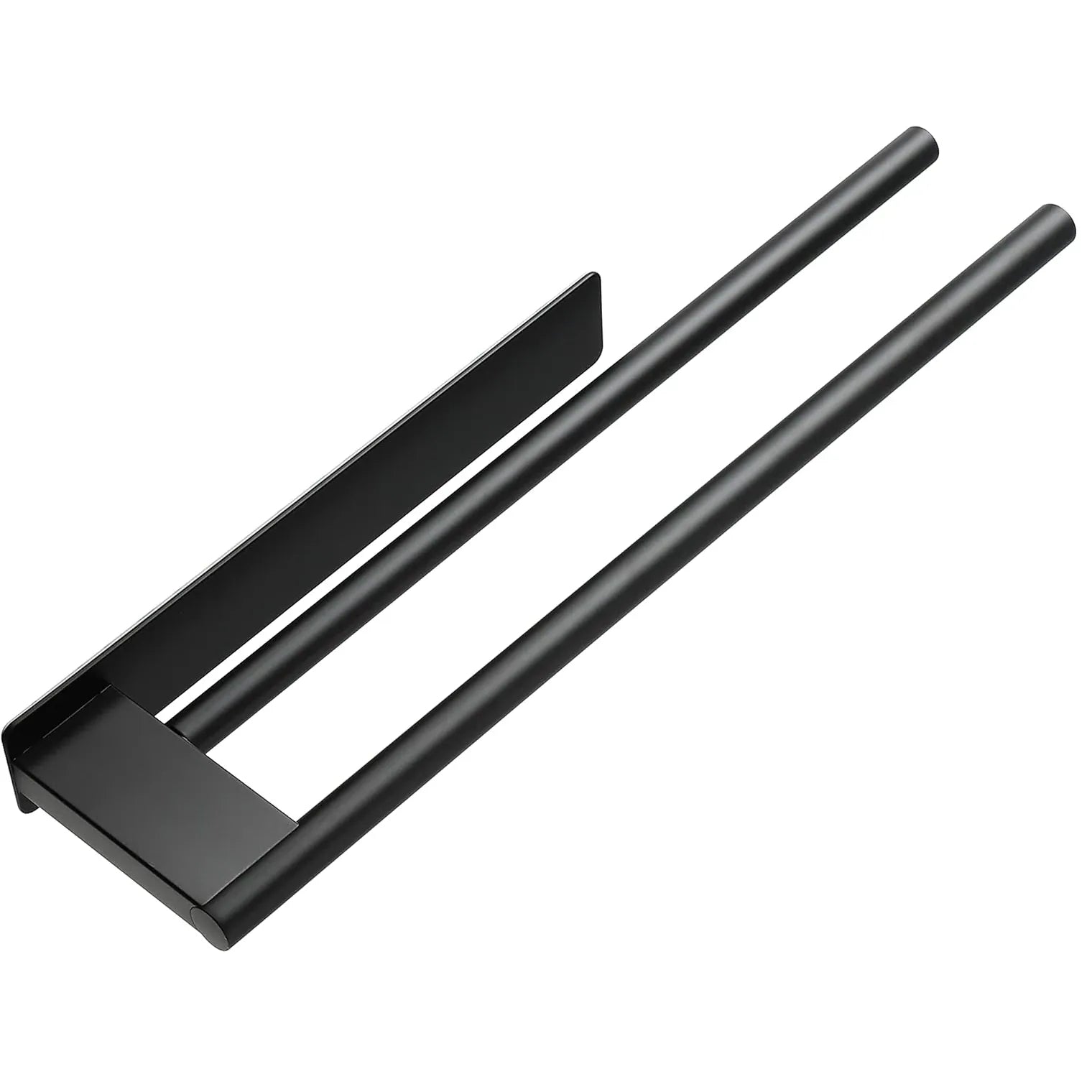Essentialshouses B-black Bathroom Towel Racks No Drill Double Adhesive Towel Bar Stainless Steel Black 39 CM Towel Rack for Bathroom and Kitchen