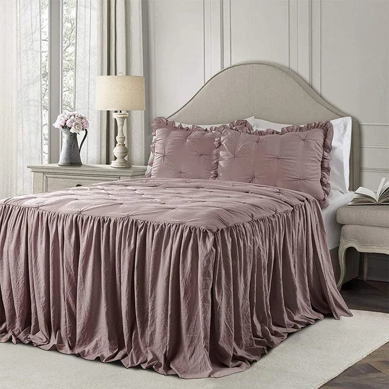 Essentialshouses Bean Paste / 180x210cm Bedding Lotus Leaf Lace Bed Skirt