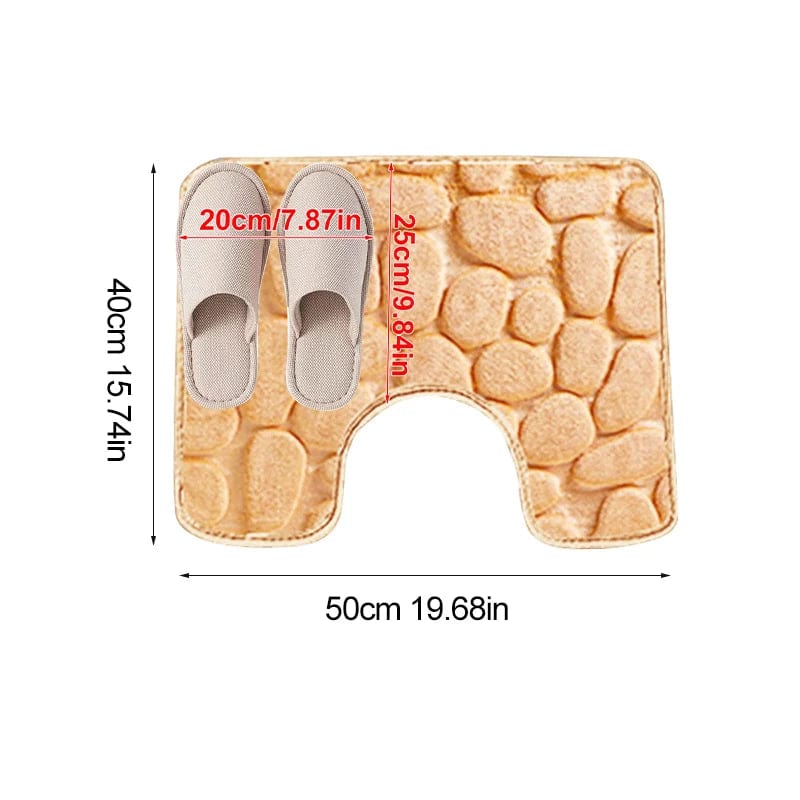 Essentialshouses beige-1xU-shaped 🛁 Cobblestone Embossed Memory Foam Bath Mat – Soft, Supportive, and Safe