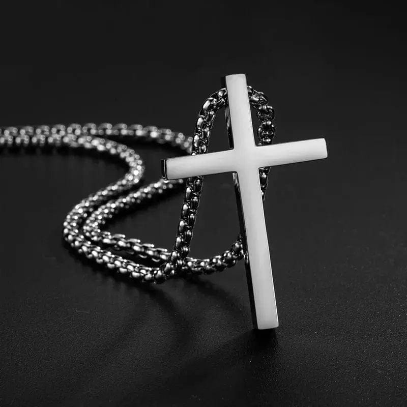 Essentialshouses Big Stainless Steel Cross Pendant Necklace