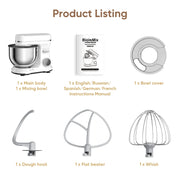 Essentialshouses BioloMix Kitchen Food Stand Mixer, 1200W 11-Speeds DC Motor, Digital OLED Screen, Electric Food Mixer with Dough Hook, Whisk