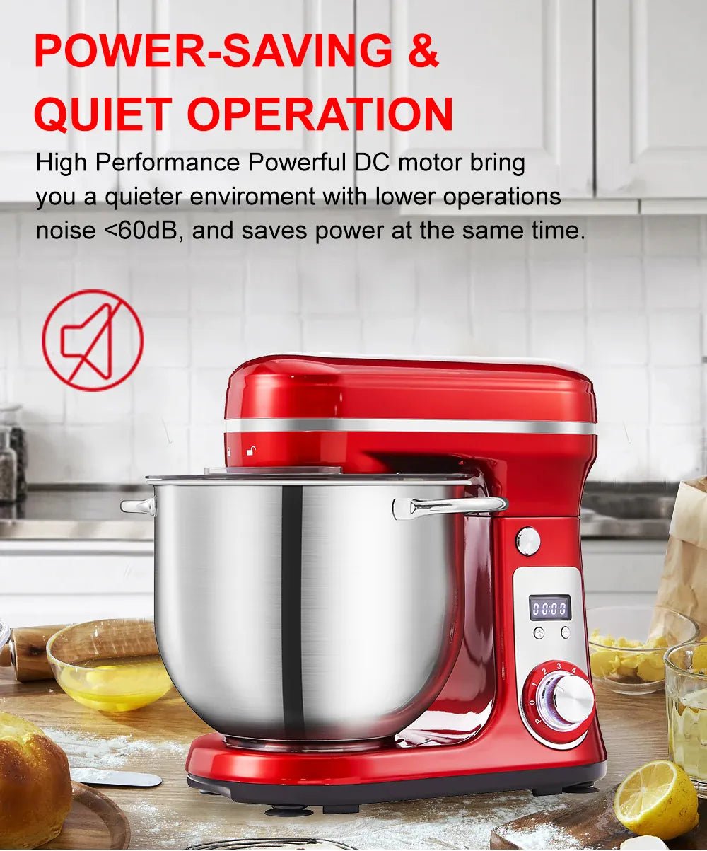 Essentialshouses BioloMix Kitchen Food Stand Mixer, Blender, Quiet Motor, Cream Egg Whisk, Whip Dough Kneader, 6-Speed, 1200 W, 6 L, DC