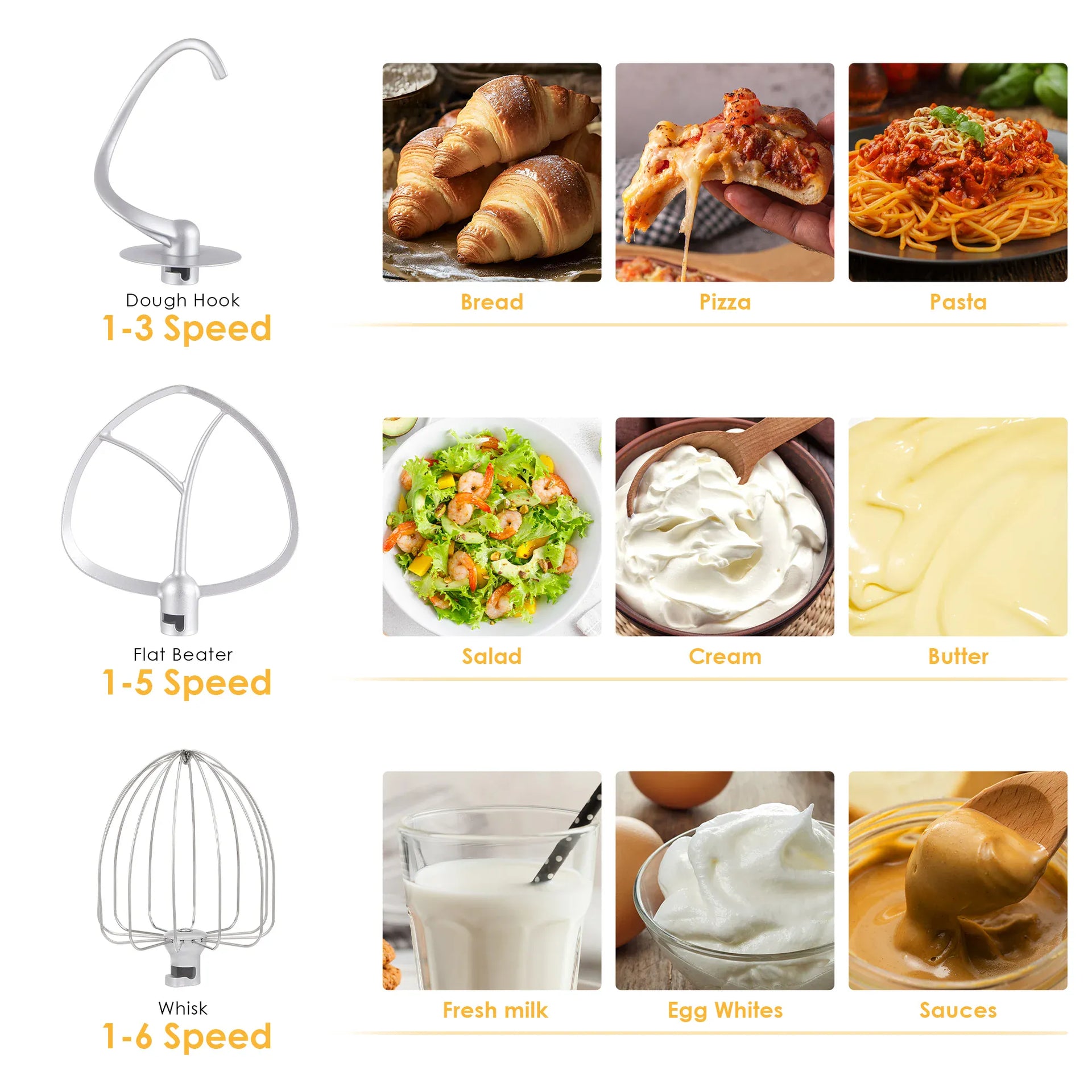 Essentialshouses BioloMix Kitchen Food Stand Mixer, Blender, Quiet Motor, Cream Egg Whisk, Whip Dough Kneader, 6-Speed, 1200 W, 6 L, DC