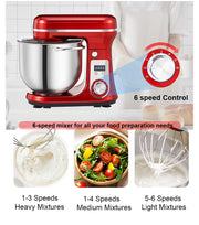 Essentialshouses BioloMix Kitchen Food Stand Mixer, Blender, Quiet Motor, Cream Egg Whisk, Whip Dough Kneader, 6-Speed, 1200 W, 6 L, DC