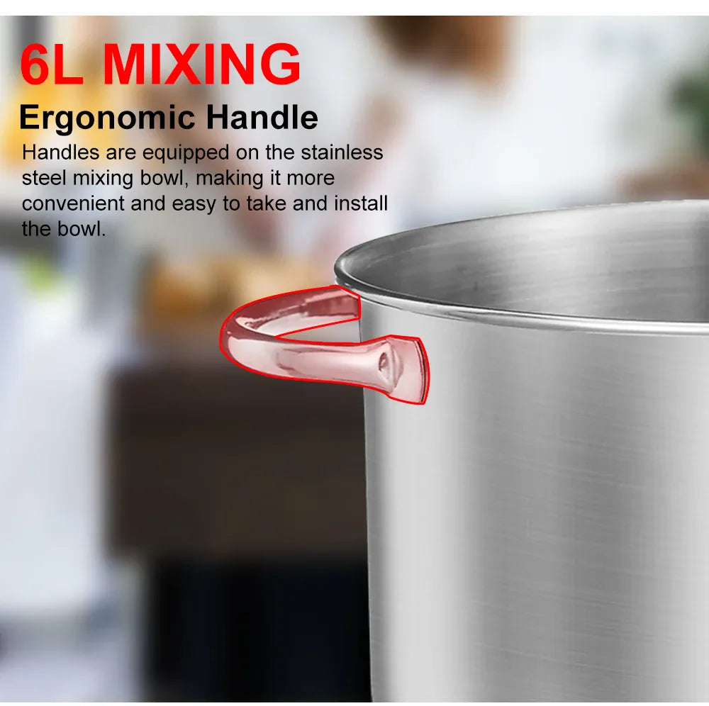 Essentialshouses BioloMix Kitchen Food Stand Mixer, Blender, Quiet Motor, Cream Egg Whisk, Whip Dough Kneader, 6-Speed, 1200 W, 6 L, DC