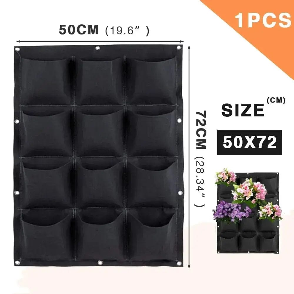 Essentialshouses Black 12 Pockets Wall Hanging Pockets Planting Pot