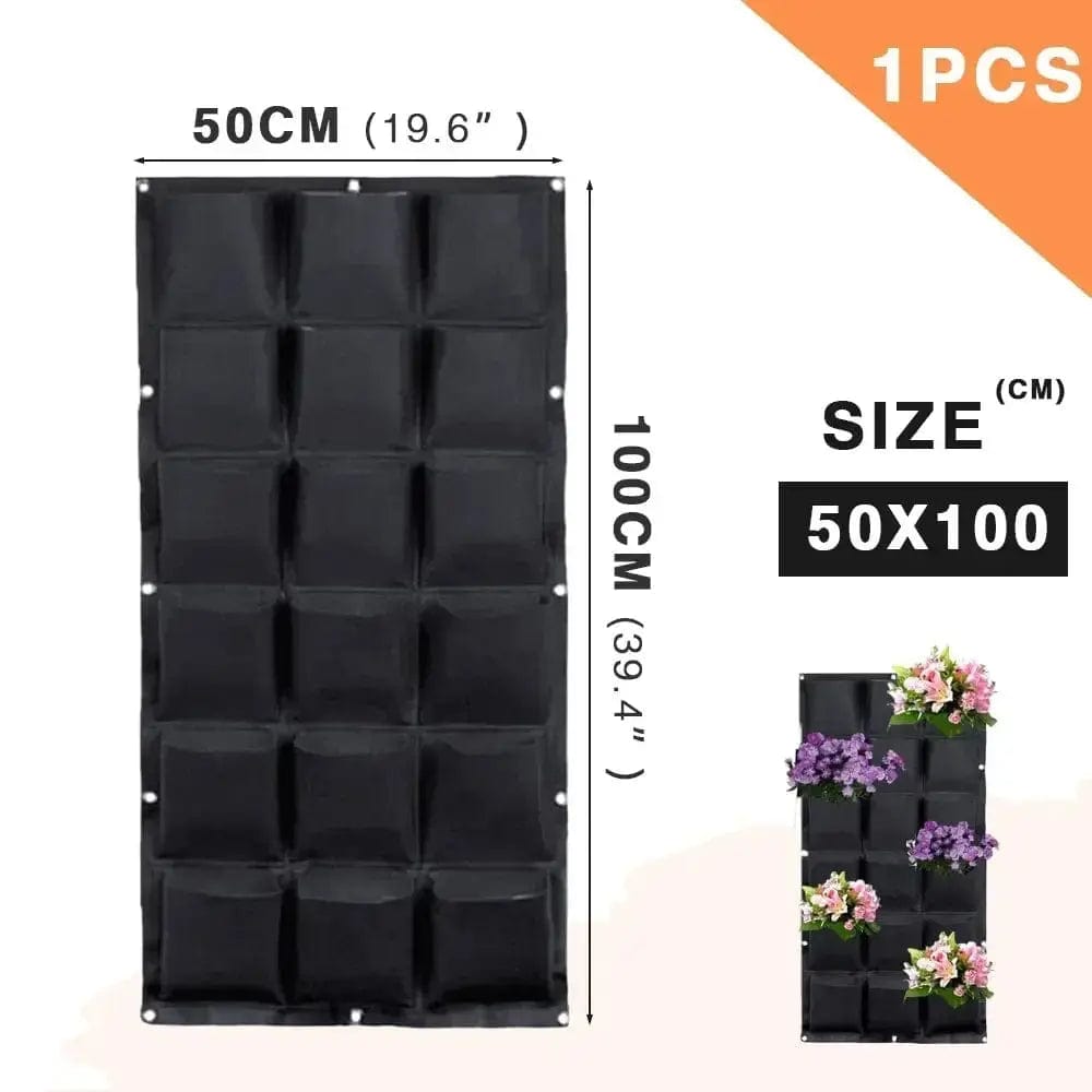 Essentialshouses Black 18 Pockets Wall Hanging Pockets Planting Pot