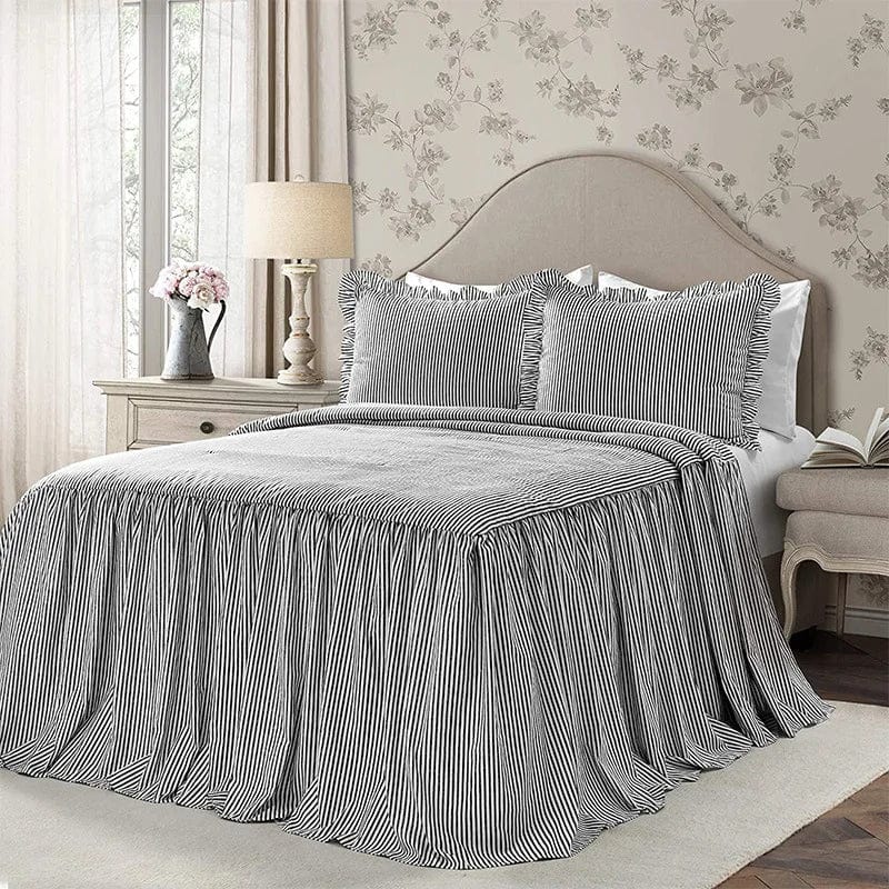 Essentialshouses Black / 180x210cm Bedding Lotus Leaf Lace Bed Skirt