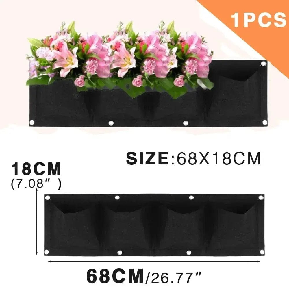 Essentialshouses Black 4 Pockets Wall Hanging Pockets Planting Pot