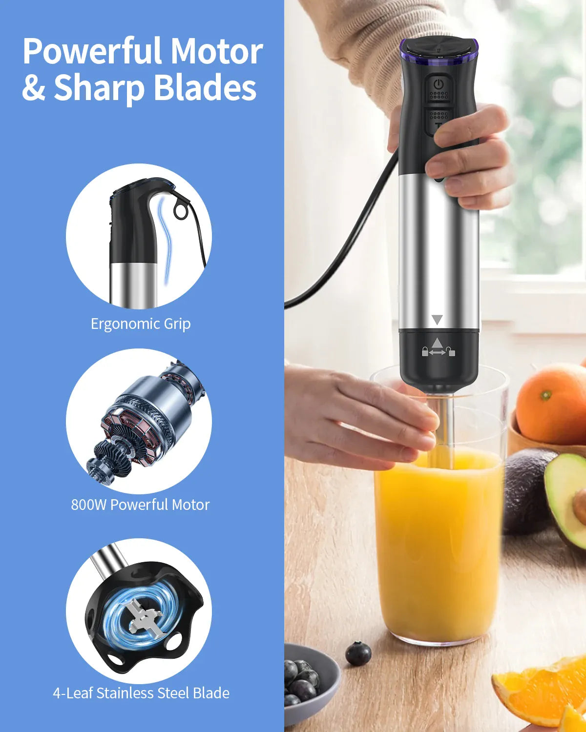 Essentialshouses black / 5 in 1 / United States 1000W Electric Immersion Handheld Blender, 5 in 1 Kitchen Hand Blender for soups, smoothies, purees and baby food.
