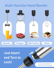 Essentialshouses black / 5 in 1 / United States 1000W Electric Immersion Handheld Blender, 5 in 1 Kitchen Hand Blender for soups, smoothies, purees and baby food.