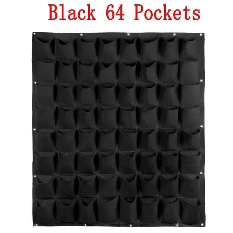 Essentialshouses Black 64 Pockets Wall Hanging Pockets Planting Pot