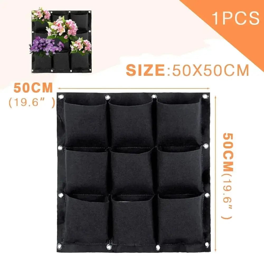 Essentialshouses Black 9 Pockets Wall Hanging Pockets Planting Pot