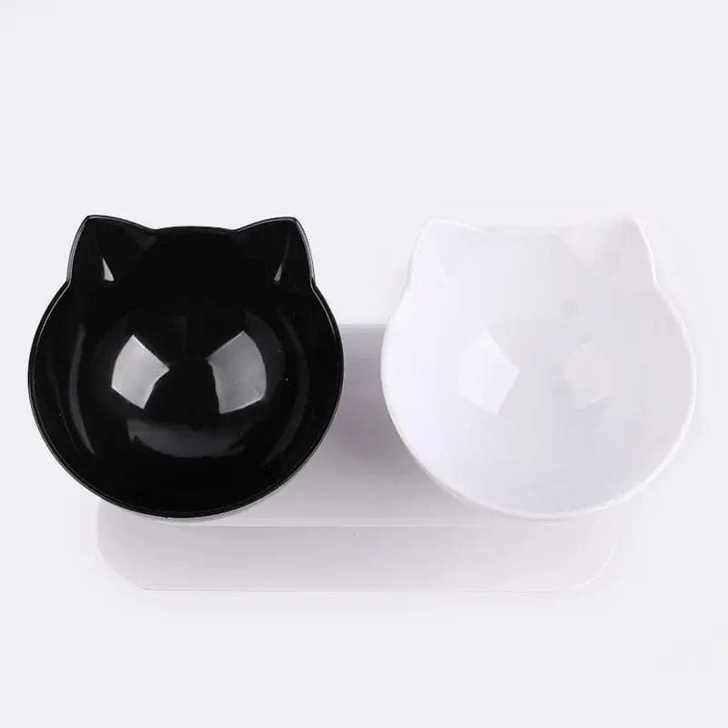Essentialshouses Black And white Cat Non-Slip Double Food Bowl