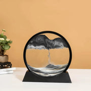Essentialshouses Black Base-Black / 7 inch 3D Sandscape Moving Sand Art Picture Round Glass Deep Sea Hourglass Quicksand Craft Flowing Sand Painting Office Home Decor Gift