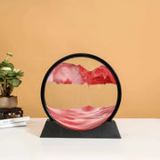 Essentialshouses Black Base-Red / 5 inch 3D Sandscape Moving Sand Art Picture Round Glass Deep Sea Hourglass Quicksand Craft Flowing Sand Painting Office Home Decor Gift