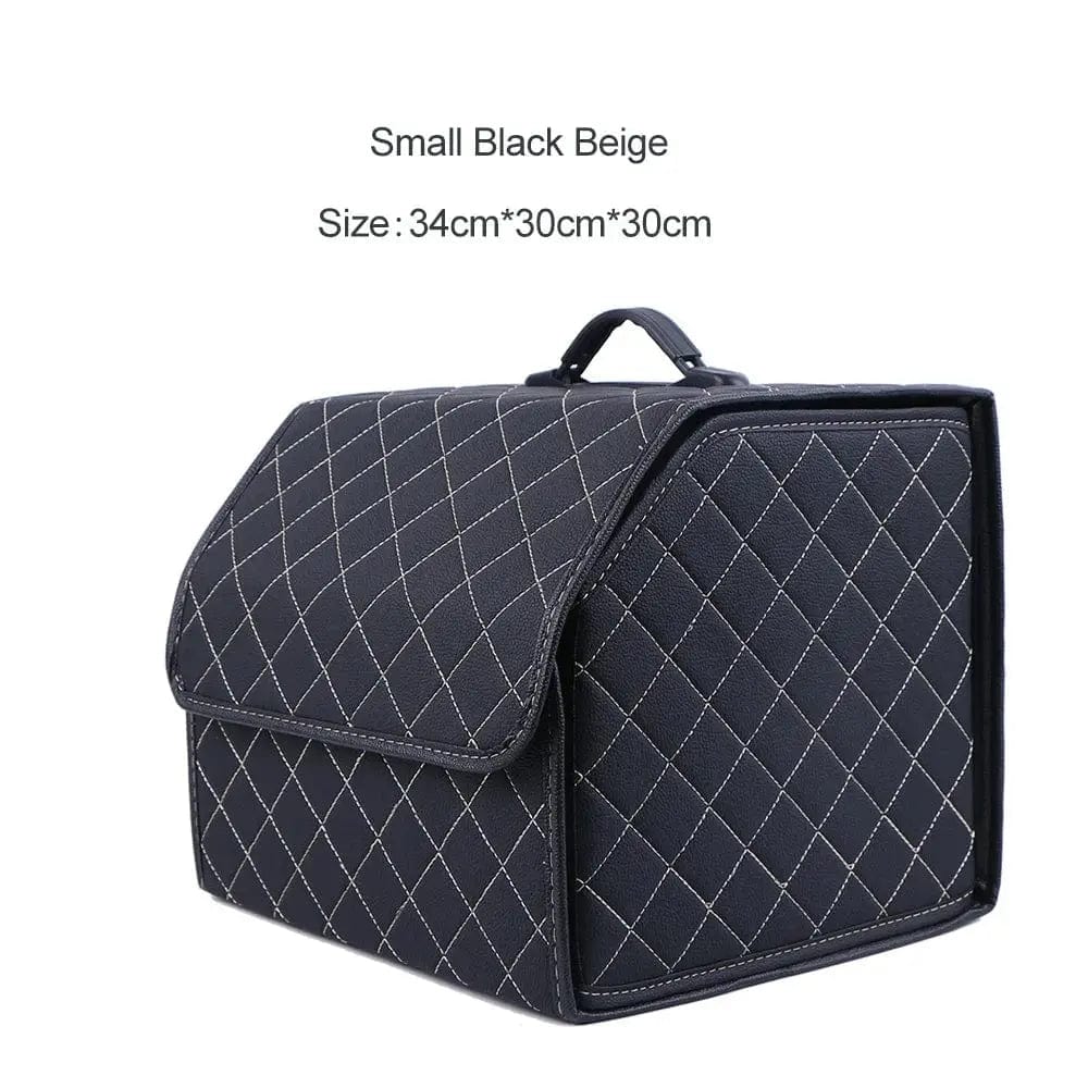 Essentialshouses Black-Beige-Small Car Trunk Large Capacity Organizer Box