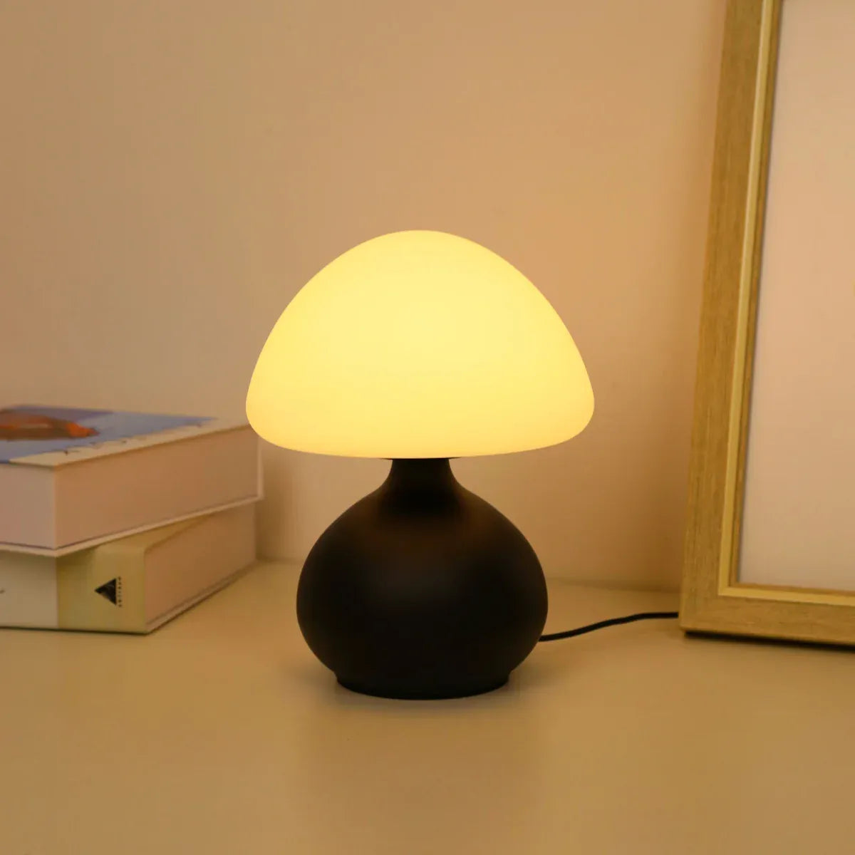 Essentialshouses black / changeable Modern minimalist mushroom table lamp with three color switching and infinite dimming for home decoration atmosphere table lamp