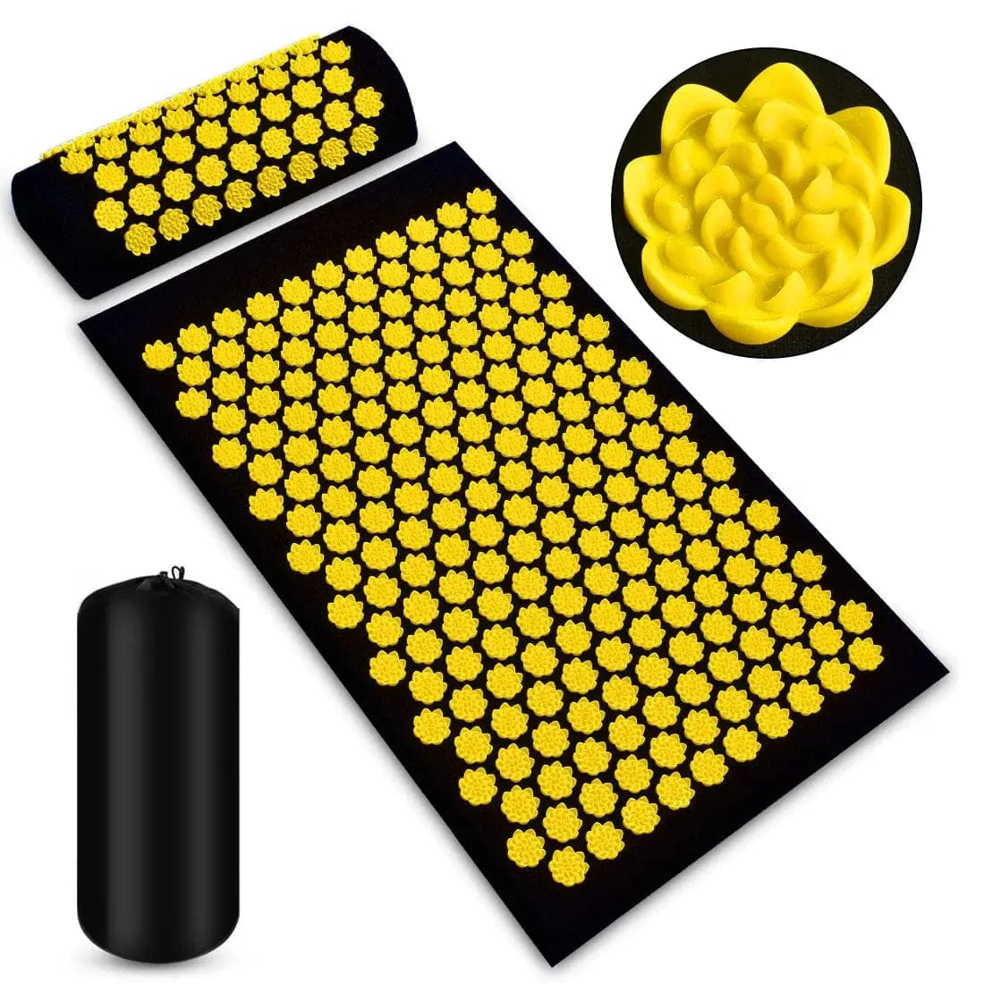 Essentialshouses Black cloth yellow Acupuncture Massage Yoga Mat