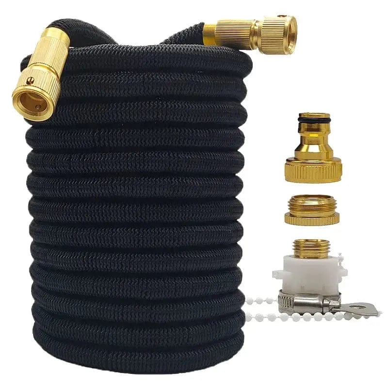 Essentialshouses Black hose / 50ft Double Metal Connector Pvc Reel Pipe