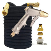 Essentialshouses Black hose with gun / 75ft Double Metal Connector Pvc Reel Pipe