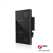Essentialshouses Black Melery Tuya Zigbee Smart Wall Socket US Electrical Monitoring Plug Glass Panel Outlet Timer App Remote by Google Home Alexa