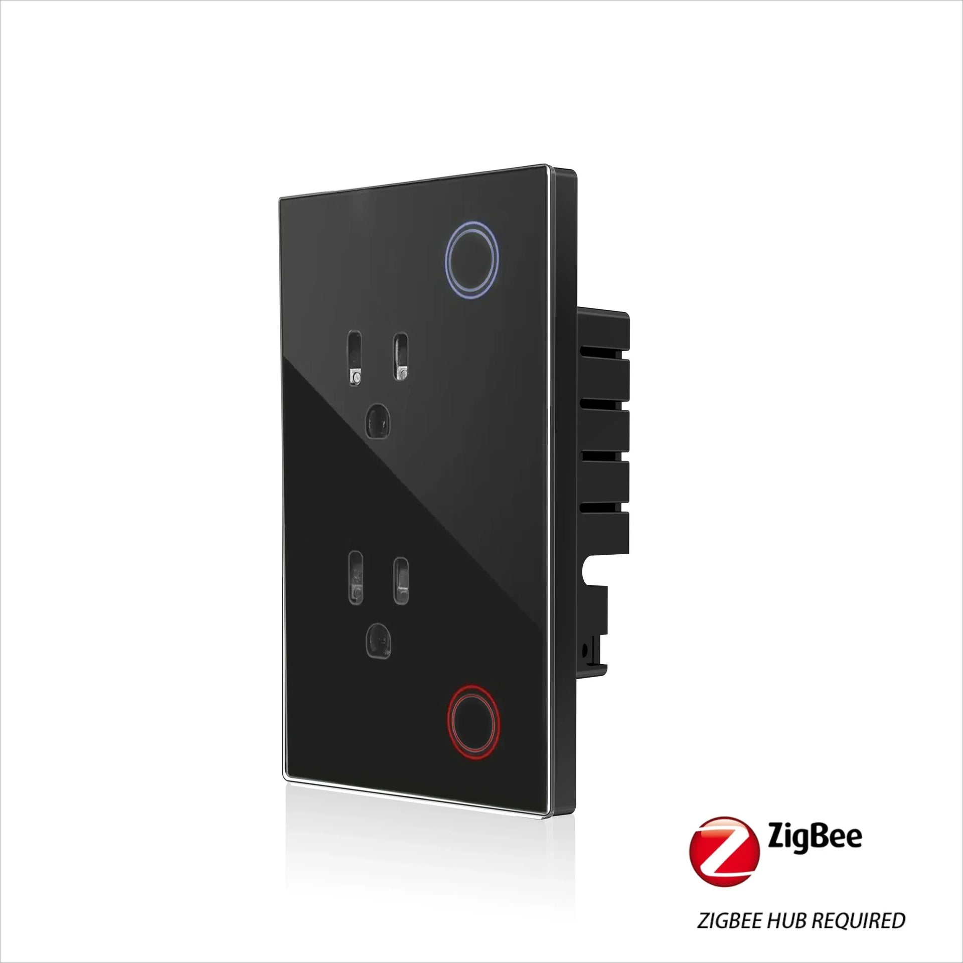 Essentialshouses Black Melery Tuya Zigbee Smart Wall Socket US Electrical Monitoring Plug Glass Panel Outlet Timer App Remote by Google Home Alexa