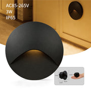 Essentialshouses Black-Round / Without Sensor / China Mainland|Warm White 3000K|1PCS 3W Stair Light Indoor Wall lamp Step Light Aisle Corridor Night Light AC85-265V Waterproof IP65 Wall Light