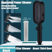 Essentialshouses Black Shower New 3 Modes Shower Head High Pressure Spa Water Saving Hand-Held Water Purifier Filter Hose Bathroom Faucet Mixer Accessories