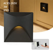 Essentialshouses Black-Square / Motion Sensor / China Mainland|Warm White 3000K|8PCS 3W Stair Light Indoor Wall lamp Step Light Aisle Corridor Night Light AC85-265V Waterproof IP65 Wall Light