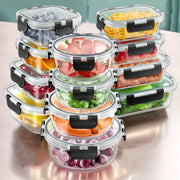 Essentialshouses Black / United States 12pcs Glass Lunch Box Food Storage Containers Meal Prep Airtight Bento Boxes for Microwave Oven Freezer and Dishwasher BPA Free