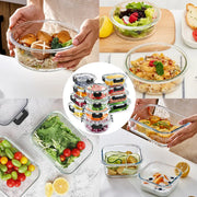 Essentialshouses Black / United States 12pcs Glass Lunch Box Food Storage Containers Meal Prep Airtight Bento Boxes for Microwave Oven Freezer and Dishwasher BPA Free
