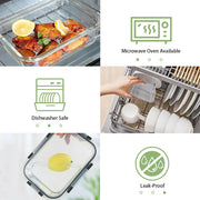 Essentialshouses Black / United States 12pcs Glass Lunch Box Food Storage Containers Meal Prep Airtight Bento Boxes for Microwave Oven Freezer and Dishwasher BPA Free