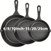 Essentialshouses Black / United States 3PCS Cast Iron Skillet Set (6/8/10 Inch)  Pre-Seasoned, Heavy-Duty Pans for Oven, Grill & Campfire, Even Heat, Non-Stick Surface