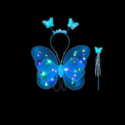 Essentialshouses blue-3pcs Girls Luminous Angel Wings Skirt Light Suit
