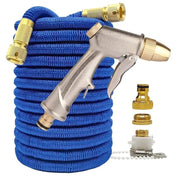 Essentialshouses Blue hose with gun / 75ft Double Metal Connector Pvc Reel Pipe